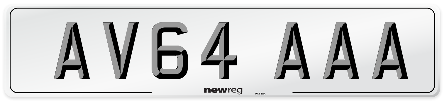 AV64 AAA Number Plate from New Reg